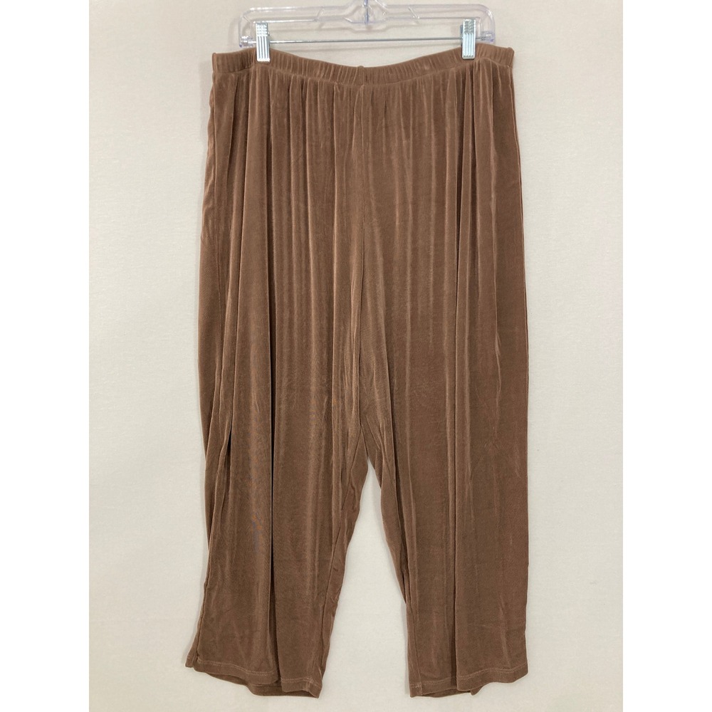 NWT Citiknits Straight Leg Crop Pants 2X Slinky Knit Elastic Waist Made in USA